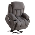 Lift Chair for Elderly, Power Lift Recliner Chair with Heat and Massage, 24.5" Oversized Massage Recliner for Living Room with Remote Control, Cup Holders, Easy Stand, 350Lbs Capacity, Gray