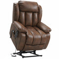 Dual Motor Power Lift Recliner Chair for Elderly, Infinite Position Lay Flat Lift Chair with Massage and Heat, USB Ports, Leather (Ochre)