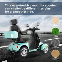 Mobility Scooter with Adjustable Seat & Storage Box, 4-Wheel, 800W Green