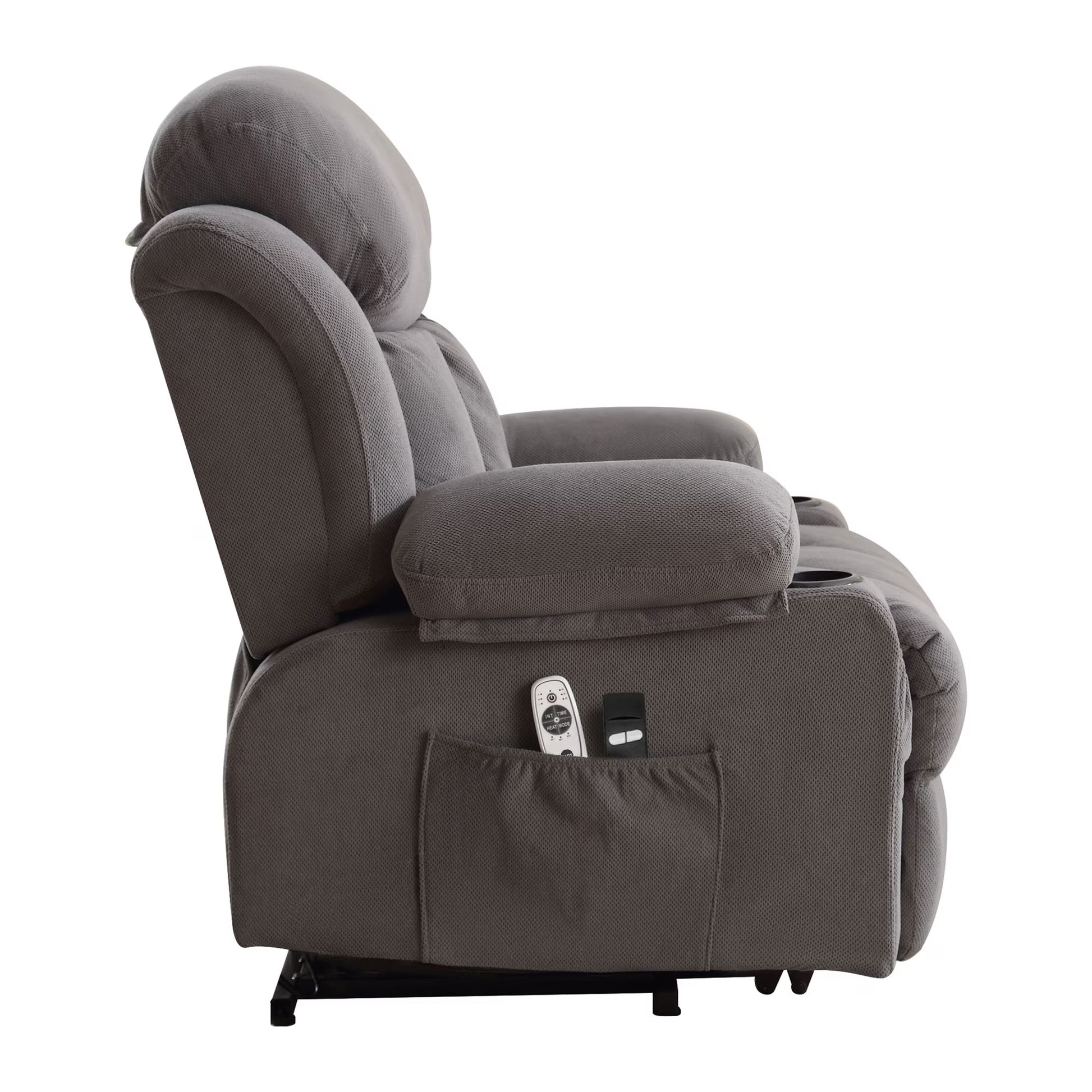 Lift Chair for Elderly, Power Lift Recliner Chair with Heat and Massage, 24.5" Oversized Massage Recliner for Living Room with Remote Control, Cup Holders, Easy Stand, 350Lbs Capacity, Gray