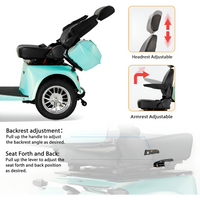 Mobility Scooter with Adjustable Seat & Storage Box, 4-Wheel, 800W Green