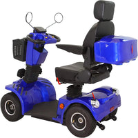 Secure Foldable 4-Wheel Mobility Scooter with Charger & USB Ports, Blue, 350 Lb Limit