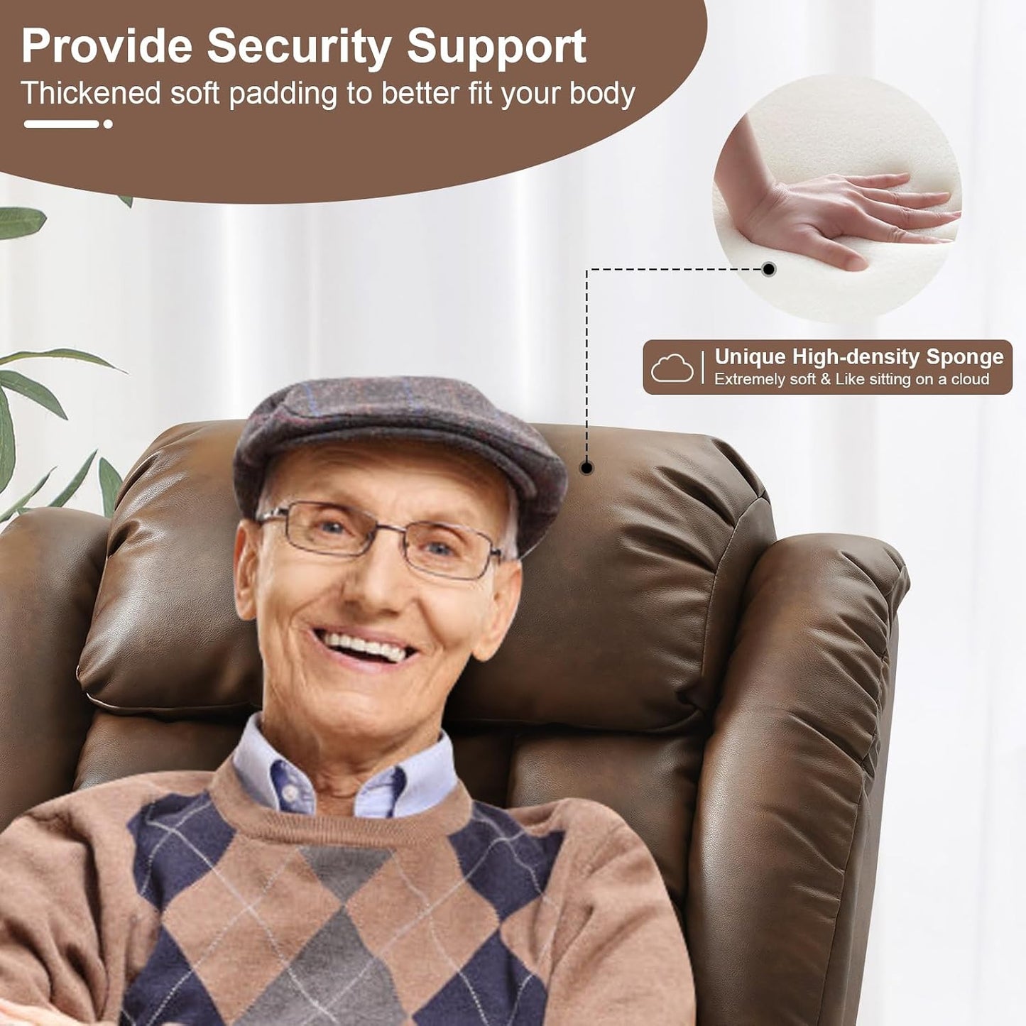 Dual Motor Power Lift Recliner Chair for Elderly, Infinite Position Lay Flat Lift Chair with Massage and Heat, USB Ports, Leather (Ochre)