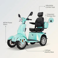 Mobility Scooter with Adjustable Seat & Storage Box, 4-Wheel, 800W Green — Lifestyle