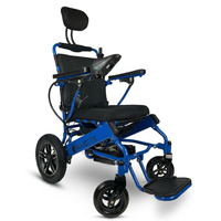 Folding Ultra Lightweight Electric Power Wheelchair, Air Travel Allowed, Heavy Duty, Mobility Motorized, Portable Power Wheelchair (20" Seat Width) (Blue) — Studio Shot