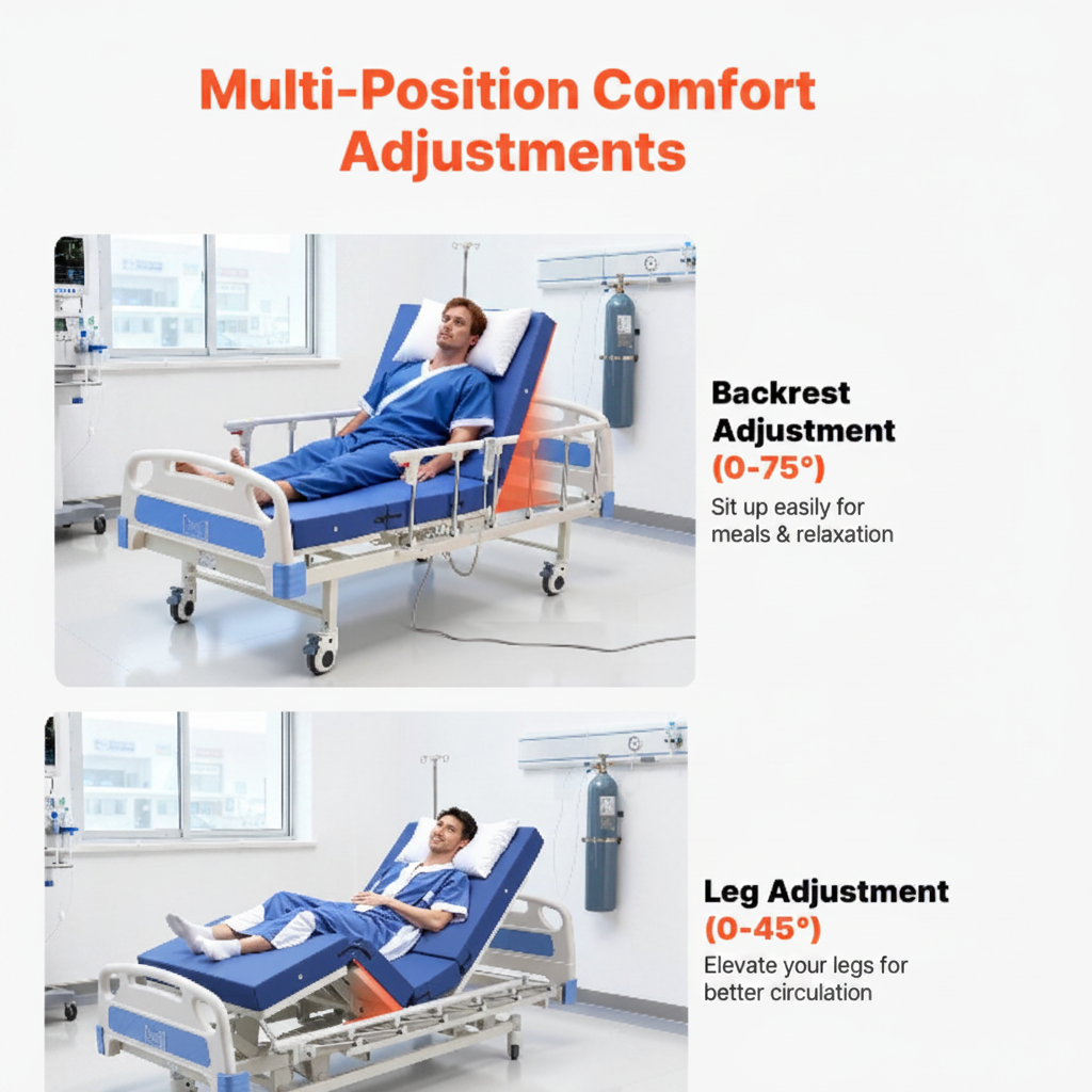 Uimoso Electric Adjustable Hospital Bed with Mattress, 2 Functional Modes