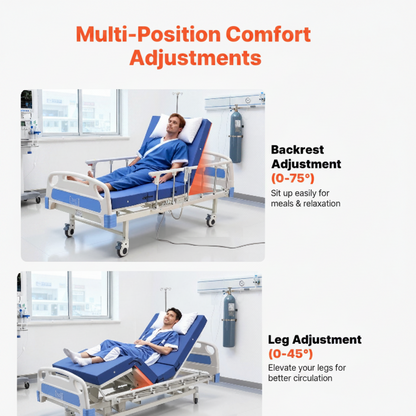 Uimoso Electric Adjustable Hospital Bed with Mattress, 2 Functional Modes