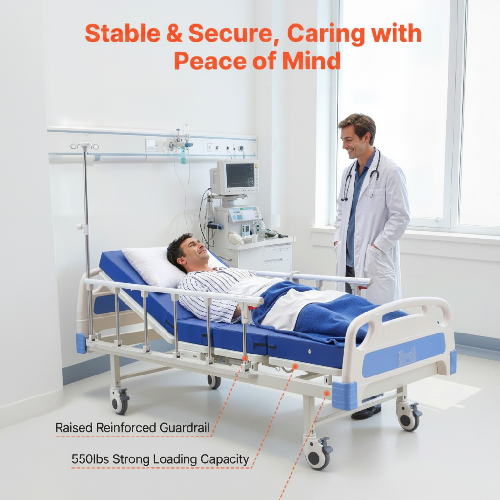 Uimoso Electric Adjustable Hospital Bed with Mattress, 2 Functional Modes